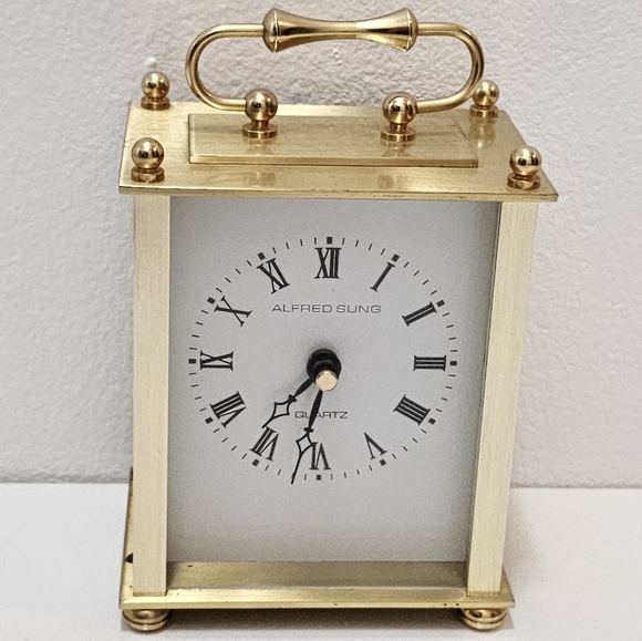 Alfred Sung Gold Table Clock with Handle - Picture 3 of 16